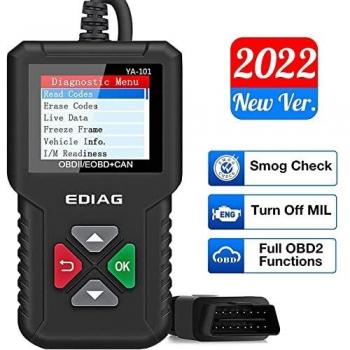 EDIAG Escáner de Coche YA101 OBD2, Maquina Diagnosis, Herramienta de Diagnóstico del Sistema del Motor, Lector de Códigos, Sensor de O2, Prueba EVAP, Prueba de Monitor a Bordo,Búsqueda de DTC…