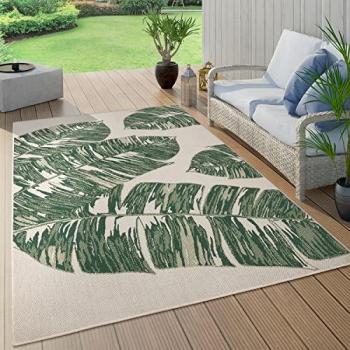 Alfombra Boho Chic Jungla Floral Hojas de Palmera 100x200 cm Verde 12 para Interior y Exterior