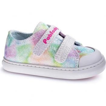Pablosky Zapatillas de lona niña glitter malva con cierre de velcro