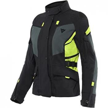 Chaqueta Dainese Carve Master 3 Lady Gore-Tex, chaqueta textil para damas motocicleta, color negro, gris y amarillo, talla 42