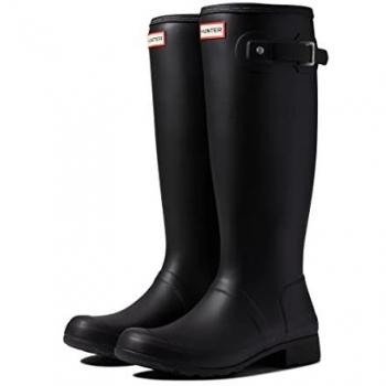 Hunter Original Tour Packable Black Rubber Women's Tall Wellington Boots