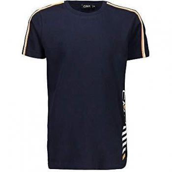 CMP Bedrucktes T-Shirt 100% Baumwolle 30D8234 Camiseta, Niños, Azul/Negro, 116