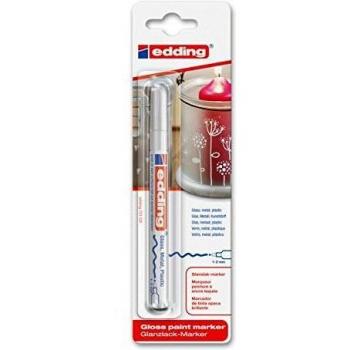 Edding 751 marcador de tinta opaca brillante - blanco - 1 rotulador - punta redonda 1-2 mm - rotulador brillante efecto lacado para vidrio, piedras, madera, plástico, papel - color permanente