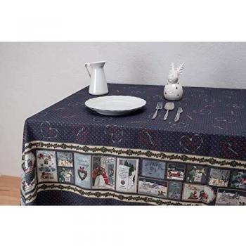 Boheme Mantel Navidad Wonderland Nappe, 100% Algodón, Azul, 160 x 250
