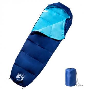 Saco de dormir tipo momia de camping para adultos 3 estaciones en colores naranja y negro, negro y rojo, navy and blue