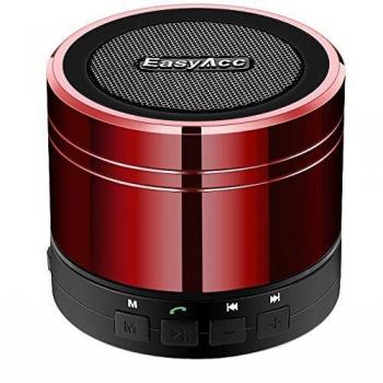 EasyAcc Altavoz Bluetooth Portátil Recargable con Micrófono FM Ranura para Tarjeta Micro SD para MP3 Smartphones Tablets iPad PC Rojo