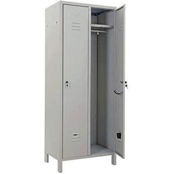 Armario Spogliatoio Metálico 2 Plazas con Cerradura, Dimensiones: 68 x 34 x 180 cm, Color Gris