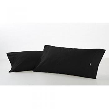 ES-TELA - Funda de almohada COMBI LISO color Negro - 2 piezas de 45x85 cm - 50% Algodón-50% Poliéster - 144 Hilos