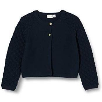 NAME IT Nmffolira LS Short Knit Card Suéter cárdigan, Zafiro Oscuro, 110 para Niñas