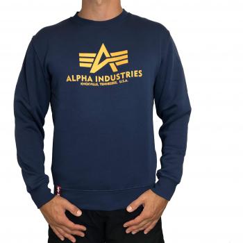 Alpha Industries Men's Basic Sweatshirt, Opaque, New Navy/Wheat