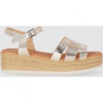 Sandalias de cuña para mujer Chika10 ST Carly 5439 en dorado, piel, hebilla abrochada al tobillo