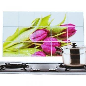 Fanmeili QJ-0008 Papel de aluminio etiqueta de la pared para la cocina, etiqueta de la ventana, etiqueta de la pared, la decoración casera, arte del papel pintado mural - 75 * 45cm Tulip 02