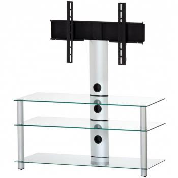 Elbe NEO-1103-C-SLV - Mueble soporte para TV horizontal, 110 x 103 x 44 cm, color cristal y plata