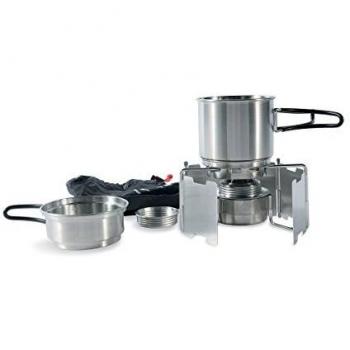 Set de Cocción Tatonka con Quemador de Alcohol, Menaje de Acero Inoxidable, Compacto y Versátil