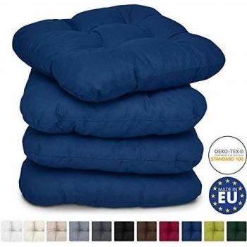 Set de 4 Cojines para Sillas Lisa 40x40x8 cm - Rojo y Azul Oscuro - Comodidad para Jardín y Sofás