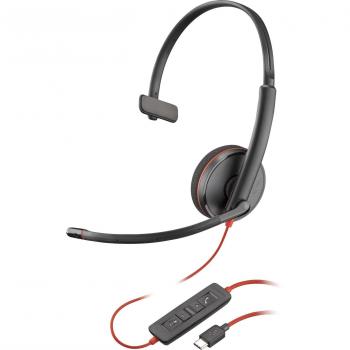 POLY Blackwire 3210 Monaural USB-C Headset +USB-C/A Adapter