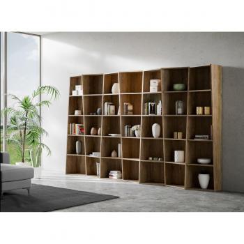 Librería de Madera Trek 7 Elementos Color Nogal Desestructurada 317 cm