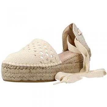 Alpargata Cuña Plataforma Crochet Natural Bohemio Verano Macarena JAVA59 T. 39 Beige