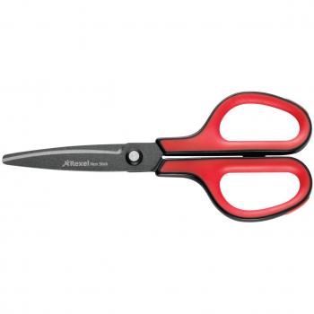 Rexel X3 - Tijeras con revestimiento antiadherente, color rojo y negro