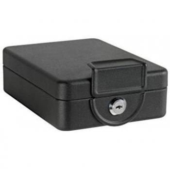 ARREGUI Private C9327 Caja Caudales con Llave para Contar y Transportar Dinero | Caja de Seguridad de acero y Estructura para fijar bajo mesa/balda | Caja fuerte portatil 16 cm de ancho | Color Negro