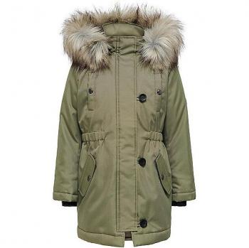 Kids Only Kogiris Fur Parka - Olive Green Winter Jacket for Girls