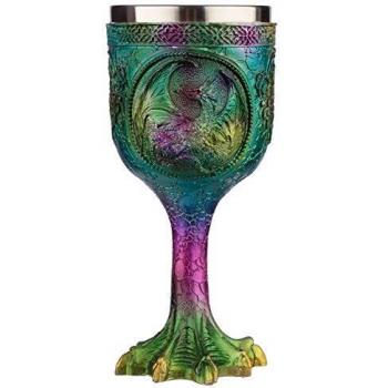Puckator Collectable-Copa Decorativa con diseño de dragón arcoíris, Resina, Multicolor, Height 16.5cm Width 7.5cm Depth 7.5cm