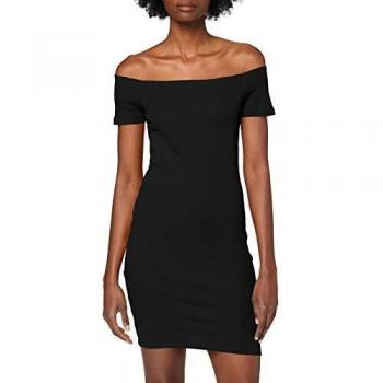 Urban Classics Ladies Off Shoulder Rib Dress - Black - XS to XL