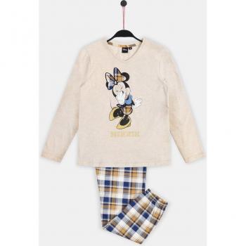 Pijama Disney Minnie beige con estampado de lazo y pantalón a juego
