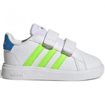 Zapatillas Deportivas Adidas Grand Court 20 para Niña y Niño, color blanco, diseño clásico, material sintético y textil, suela de goma, cierre de cordones