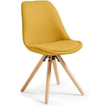 Kave Home - Silla Ralf Asiento Acolchado con Patas de Madera.