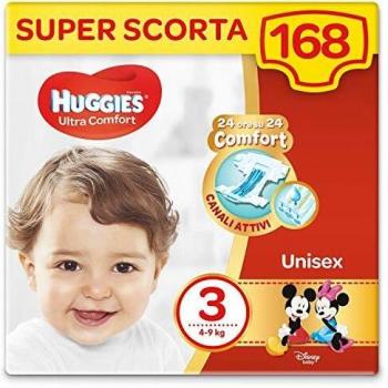Huggies Ultra Comfort Pañales para bebé con diseño de Disney Talla 3 (4-9 kg) - Pack de 168 Unidades