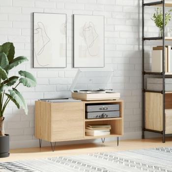 Mueble de discos de madera de ingeniería roble Sonoma 85x38x48 cm Marrón