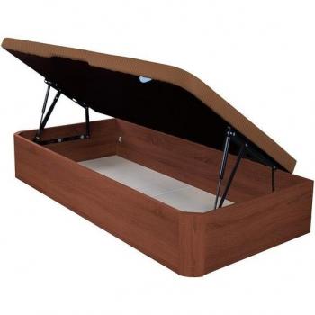 Canapé abatible de madera Musa 32 con apertura lateral, altura 32 cm, dimensiones 90x190 cm, acabado en cerezo