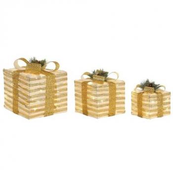 Adorno Navideño 3 Piezas Blanco Rojo Dorado 25 x 25 x 25 cm DKD Home Decor