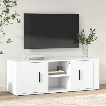 Mueble para TV de madera contrachapada 100x31,5x35 cm en color blanco, Mueble de salón, Mueble TV, Mesa de TV
