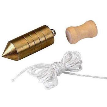 Alyco 197936 197936-Plomada de Acero cincado de 1000 gr Nuez de Madera y 5 m Cuerda Nylon