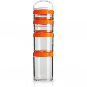 BlenderBottle GoStak Starter 4Pak, Contenedor de suplementos alimenticios con asa, naranja, Pak de 4