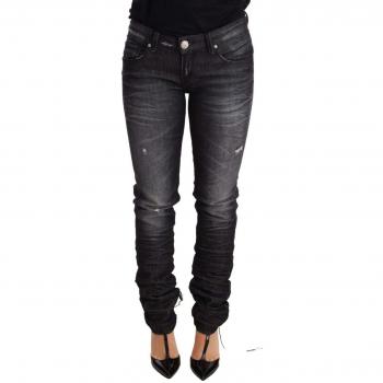 Acht Black Washed Cotton Low Waist Skinny Denim Trouser Jeans - W26