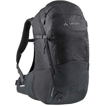 Mochila Vaude Tacora 26+3L para montaña, color negro y gris, diseñada para mujer, capacidad de 26 litros más 3 litros adicionales