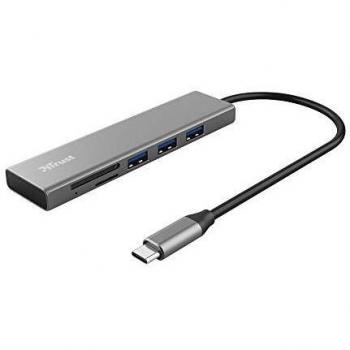 Trust Halyx Hub USB-C y Lector de Tarjetas rápido, 3X USB, 2X Micro