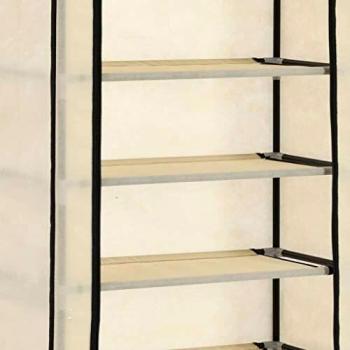 vidaXL Mueble zapatero de tela con funda color crema 57x29x162 cm