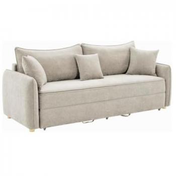 Sofá cama de 3 plazas en tela beige con asiento de memoria TORNOLO