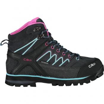Botas de senderismo CMP Moon Mid WP para mujer, color azul claro, negro y rosa, talla 40