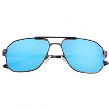 Breed Norma Polarized Men's Sunglasses - Blue Gunmetal Stainless Steel - One Size