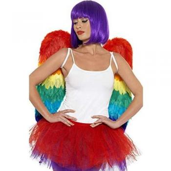 Smiffys-43585 Alas de Plumas Arco Iris, 60cm x 60cm, Color, Applicable