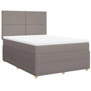 Estructura de cama box spring con colchón en tela gris taupe 140x200 cm