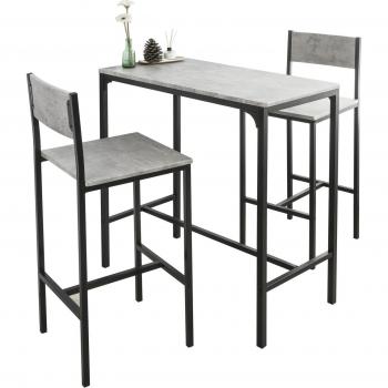 Set de Bar Industrial SoBuy OGT03-HG con Mesa Alta y 2 Taburetes con Respaldos en Color Gris
