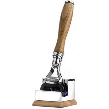 Razor de Seguridad Carthusia - Herramienta de Afeitado para Todos los Tipos de Piel en Acero y Madera de Olivo