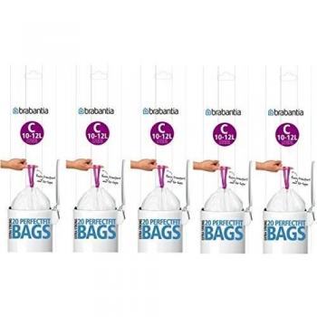Brabantia - Juego de 20 bolsas de basura extra fuertes y de ajuste perfecto tamaño C 10-12 L