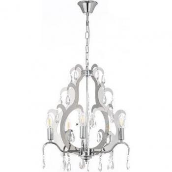 Lámpara colgante JANE 5 Luz Metal Cromo, diseño moderno, acabado en cromo brillante, cinco fuentes de luz, ideal para iluminación ambiental y decorativa